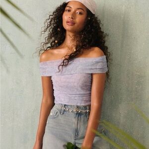 Hollister Lavender Off-Shoulder Crop Top